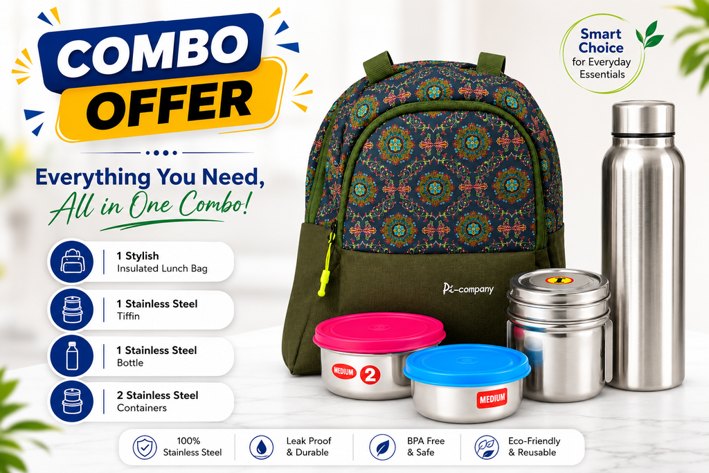 Lunch bag with Tiffen box combo